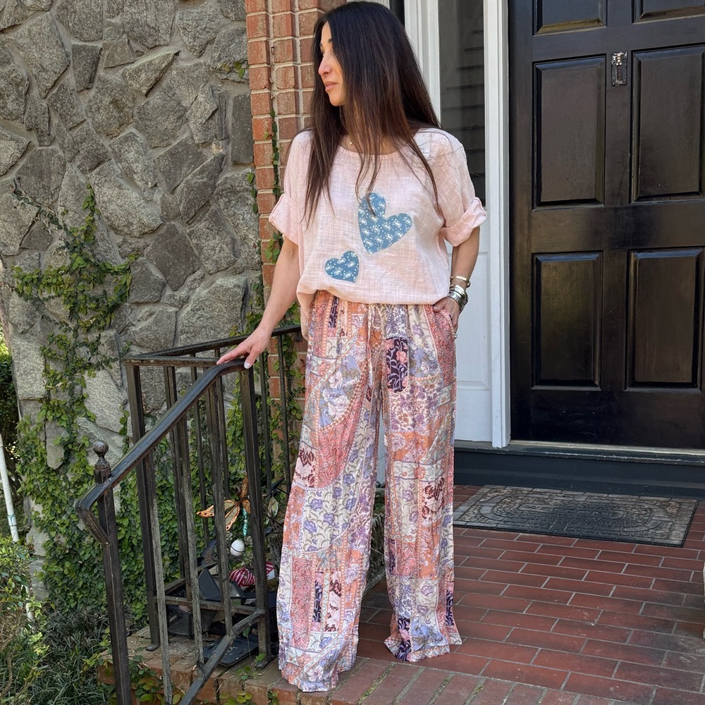 ShopEvelynne Pink Patchwork Wide Leg Jumpsuit Pants Floral